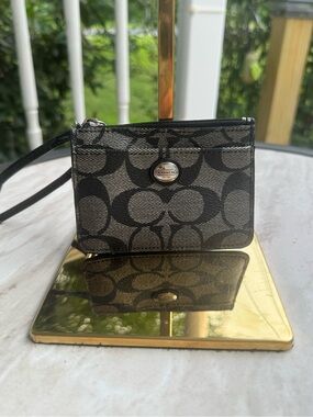 Coach Peyton signature ID skinny Signature Canvas Wristlet